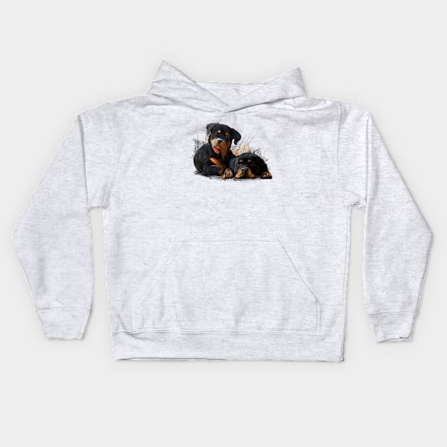 Rottweiler Welpen Kids Hoodie by sibosssr